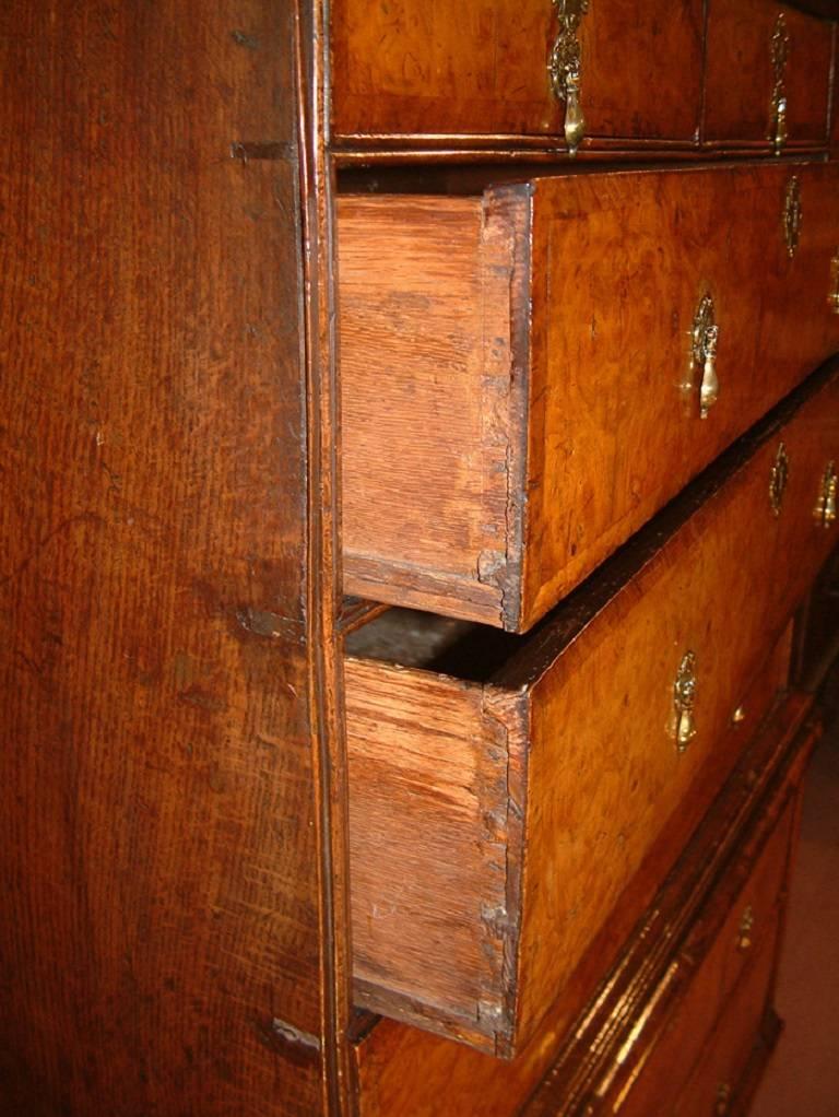 18th Century Queen Anne Period Burr Walnut Chest on Stand In Good Condition In East Sussex, GB