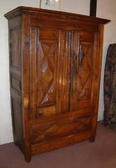 17th Century Louis XIV Period Small Oak Walnut Armoire