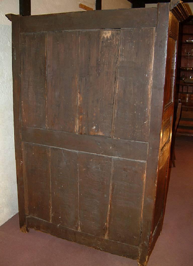 French 17th Century Louis XIV Period Small Oak Walnut Armoire For Sale