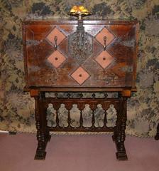 Spanish Walnut Vargueno, Cabinet on Stand