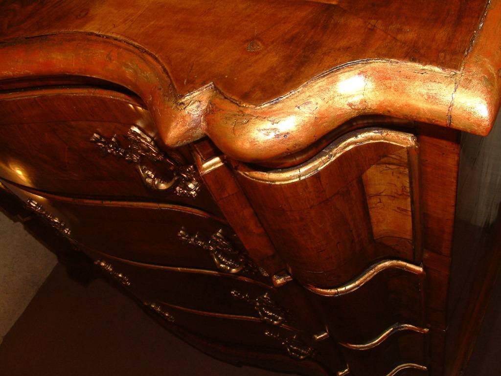 Large 18th Century Walnut Commode of Arc en Arbalette Shaped Form, circa 1750 1
