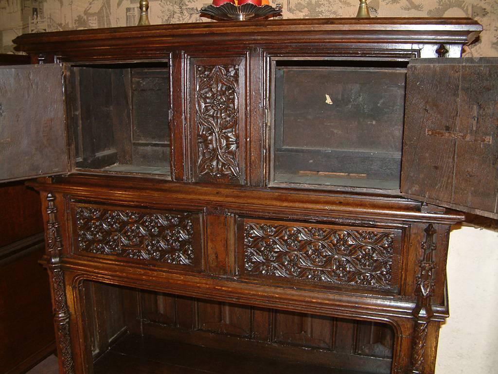 English Early 16th Century Late Medieval Gothic Period Oak Court Cupboard, circa 1520 For Sale