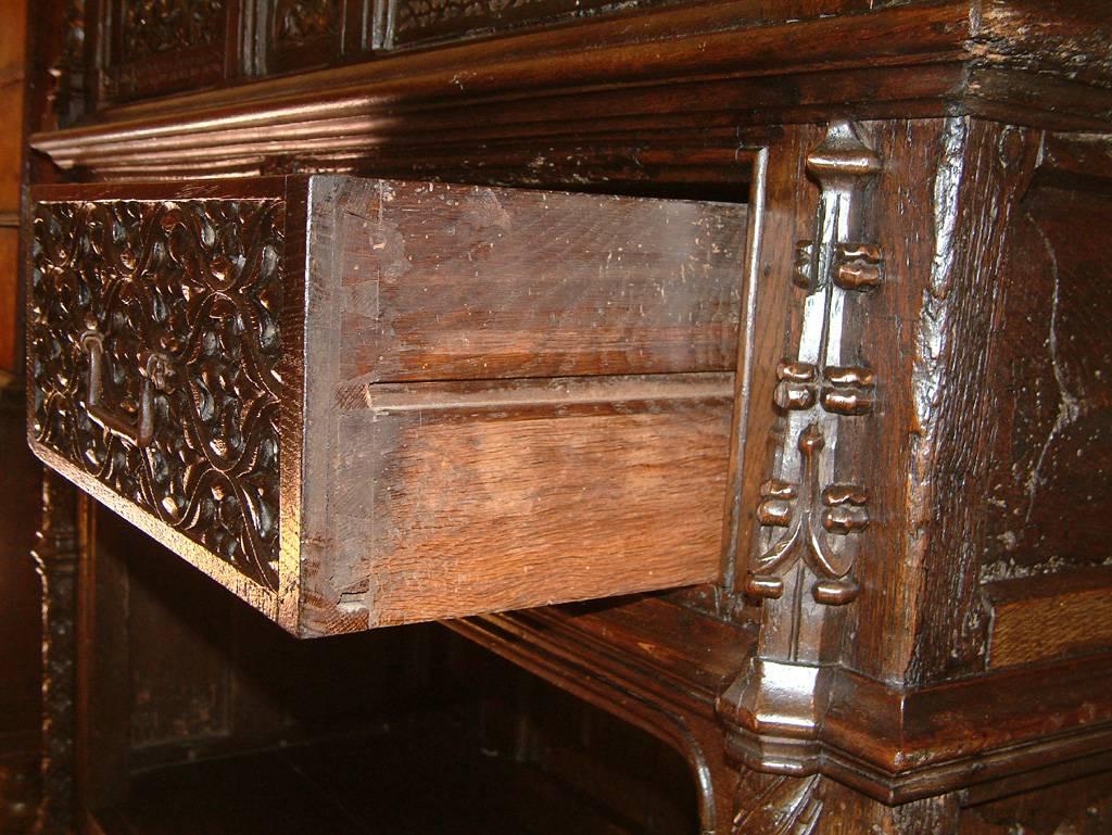 Early 16th Century Late Medieval Gothic Period Oak Court Cupboard, circa 1520 For Sale 1