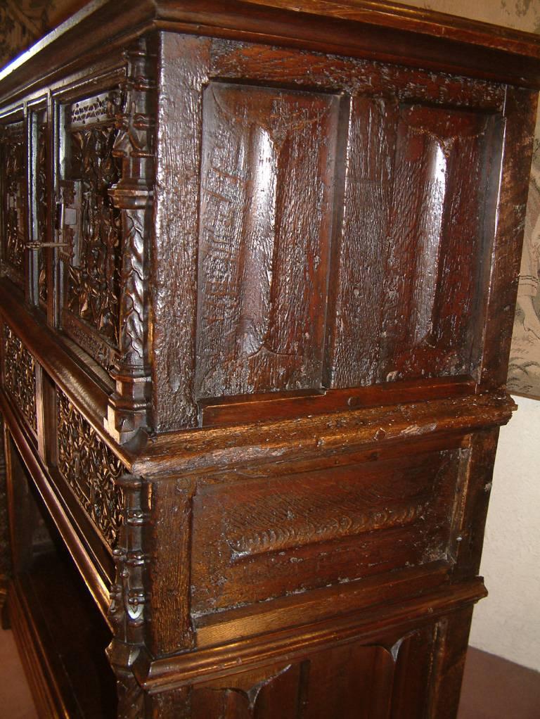 Early 16th Century Late Medieval Gothic Period Oak Court Cupboard, circa 1520 For Sale 2