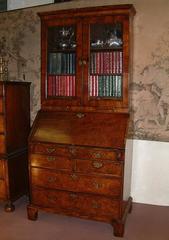 George I Period Burr Walnut Bureau Bookcase Dating from circa 1720