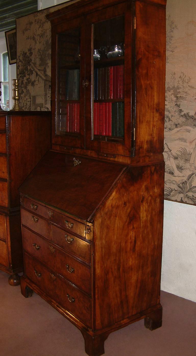 English George I Period Burr Walnut Bureau Bookcase Dating from circa 1720 For Sale
