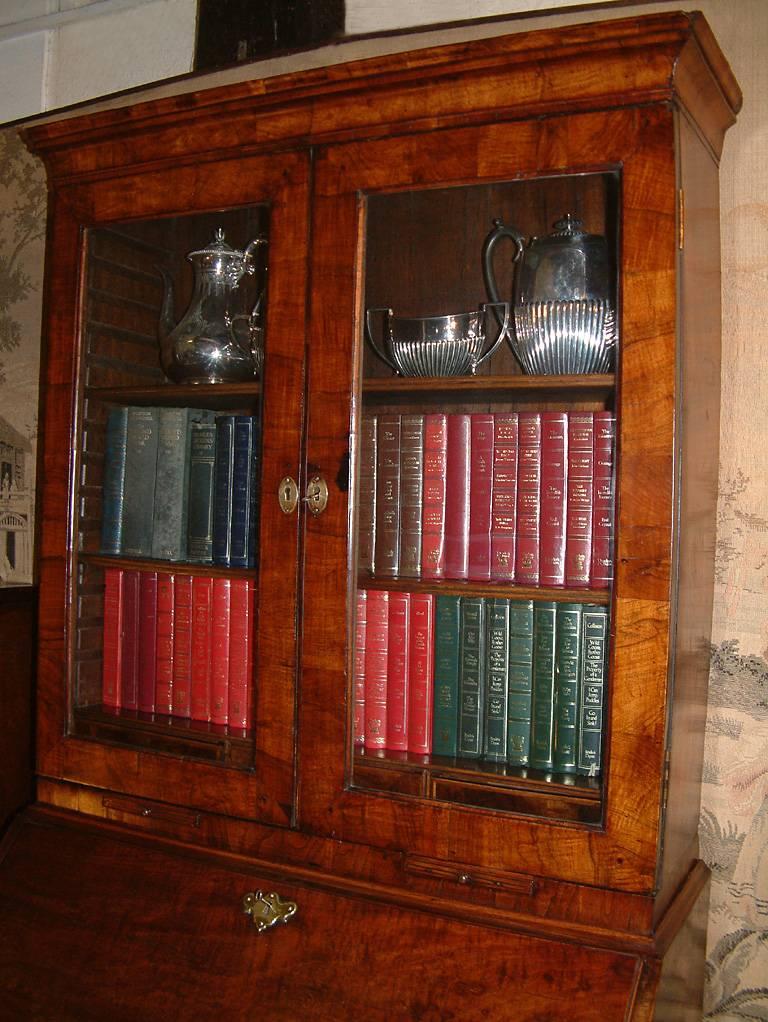 George I Period Burr Walnut Bureau Bookcase Dating from circa 1720 For Sale 2