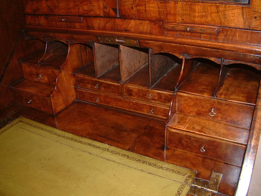 George I Period Burr Walnut Bureau Bookcase Dating from circa 1720 For Sale 1