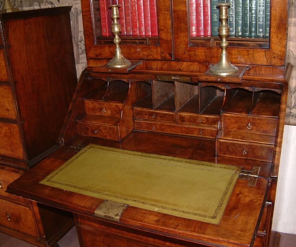 George I Period Burr Walnut Bureau Bookcase Dating from circa 1720 For Sale 4