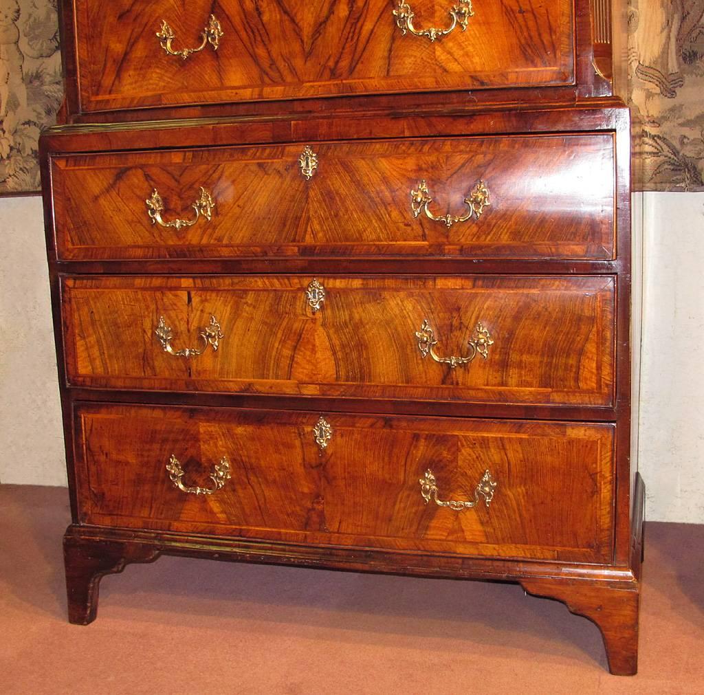 George II Period Figured Walnut Chest on Chest, circa 1760 For Sale 5