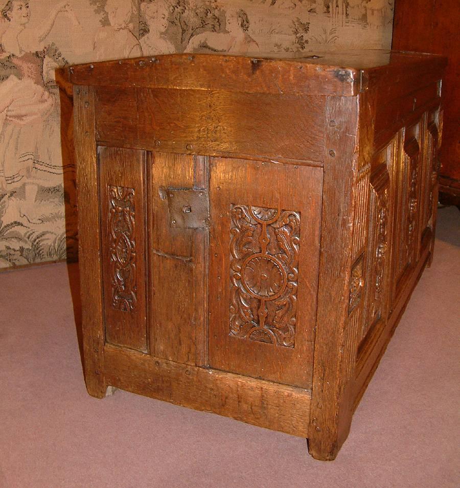 Louis XIV French 17th Century Oak Coffer Dated 