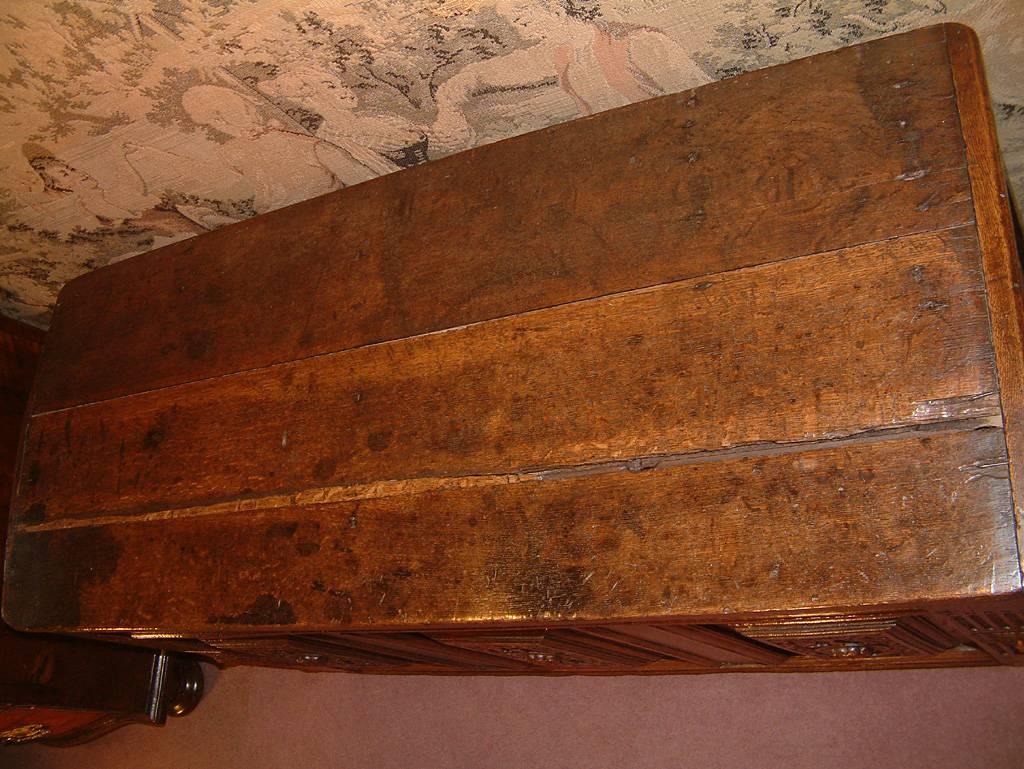 18th Century and Earlier French 17th Century Oak Coffer Dated 