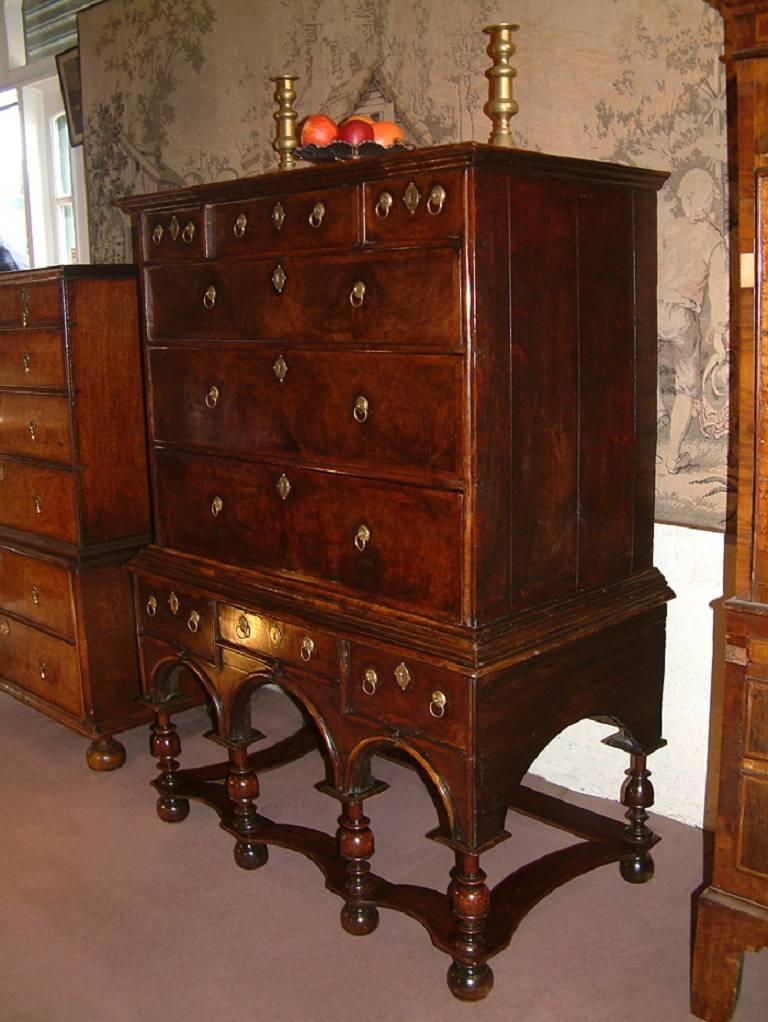 William and Mary 17th Century Walnut Chest on Stand Dating from circa 1690