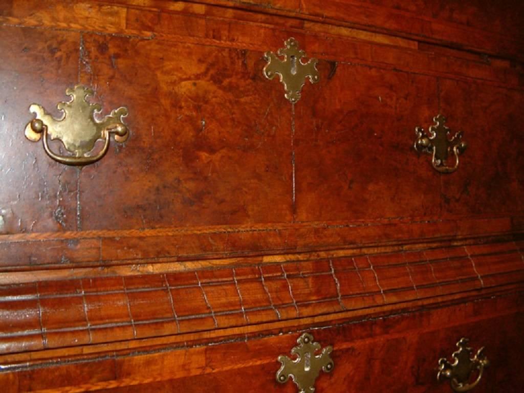 18th Century Small George I Period Figured Walnut Chest on Chest, circa 1720 For Sale