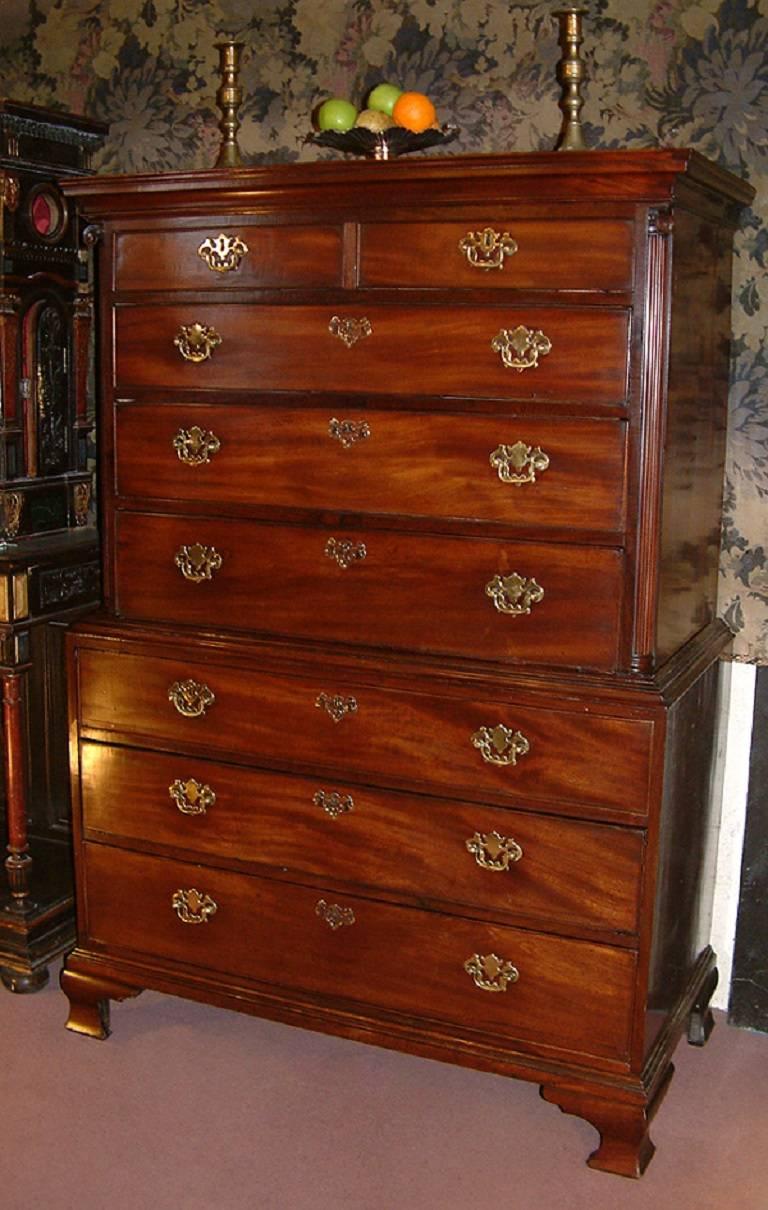 English Small George II Mahogany Chest on Chest, Tallboy, circa 1760 For Sale