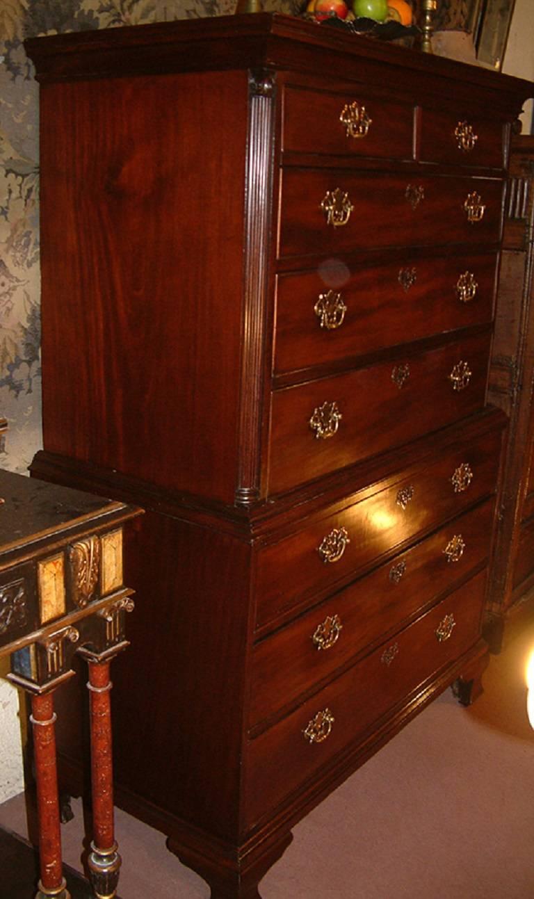 Small George II Mahogany Chest on Chest, Tallboy, circa 1760 In Good Condition For Sale In East Sussex, GB