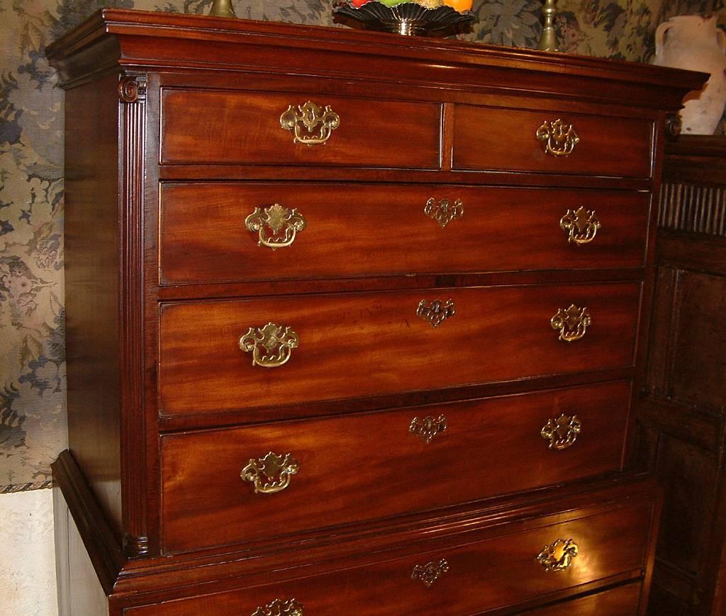 18th Century and Earlier Small George II Mahogany Chest on Chest, Tallboy, circa 1760 For Sale