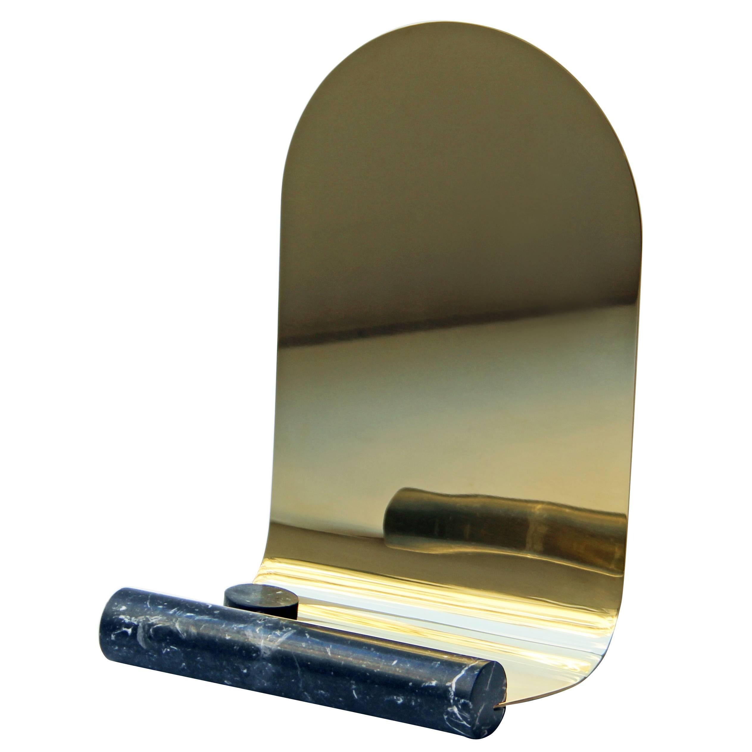 Narcisse Mirror Brass and Marquinia Marble For Sale