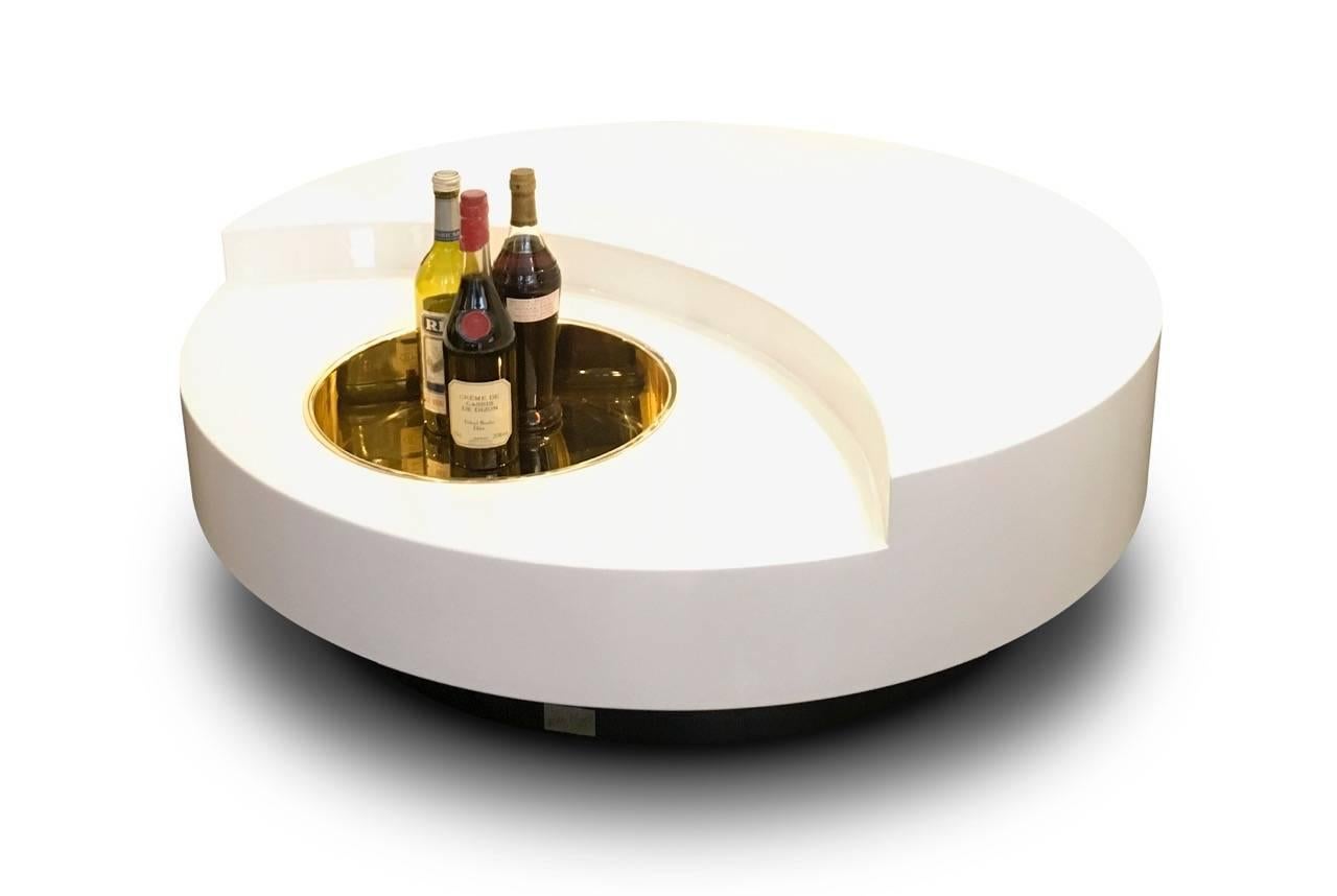 Modern TRG Revolving Coffee Table by Willy Rizzo For Sale