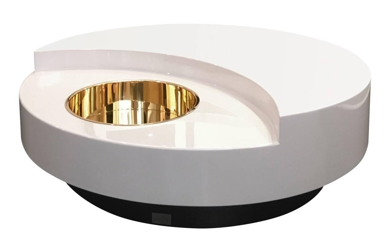 Polished TRG Revolving Coffee Table by Willy Rizzo For Sale