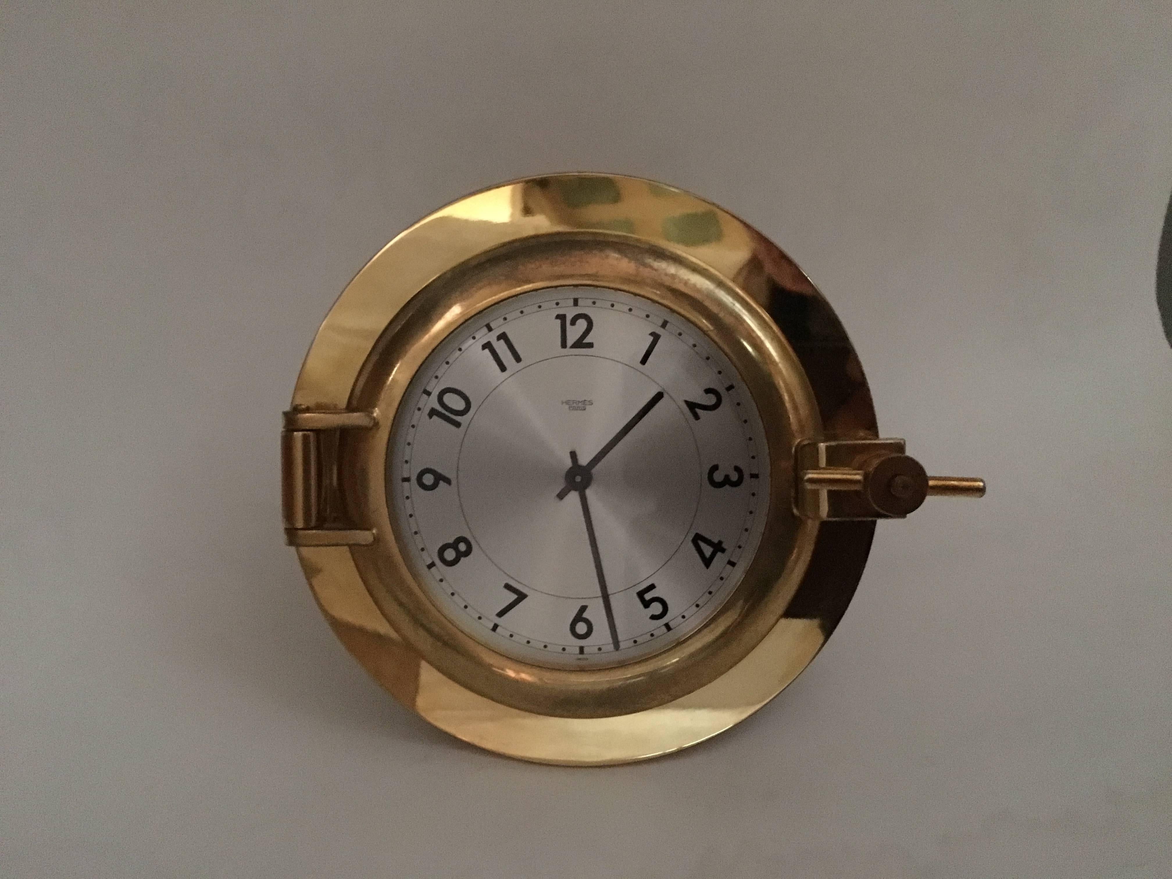 Modern Clock Signed Hermès Paris 1960 Named Sabord For Sale