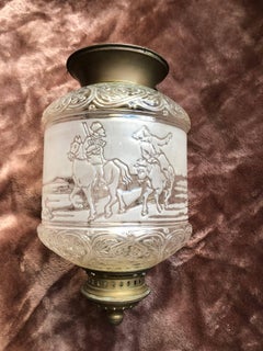 Antique Signed French Baccarat Lantern Russian Troïka and Cossacks