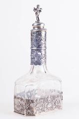 Storck & Sinsheimer Cut-Glass Decanter with Reticulated Base with Pastoral Scene