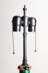 Pair of Mid-Century Table Lamps with Malachite Veneer "Stone"