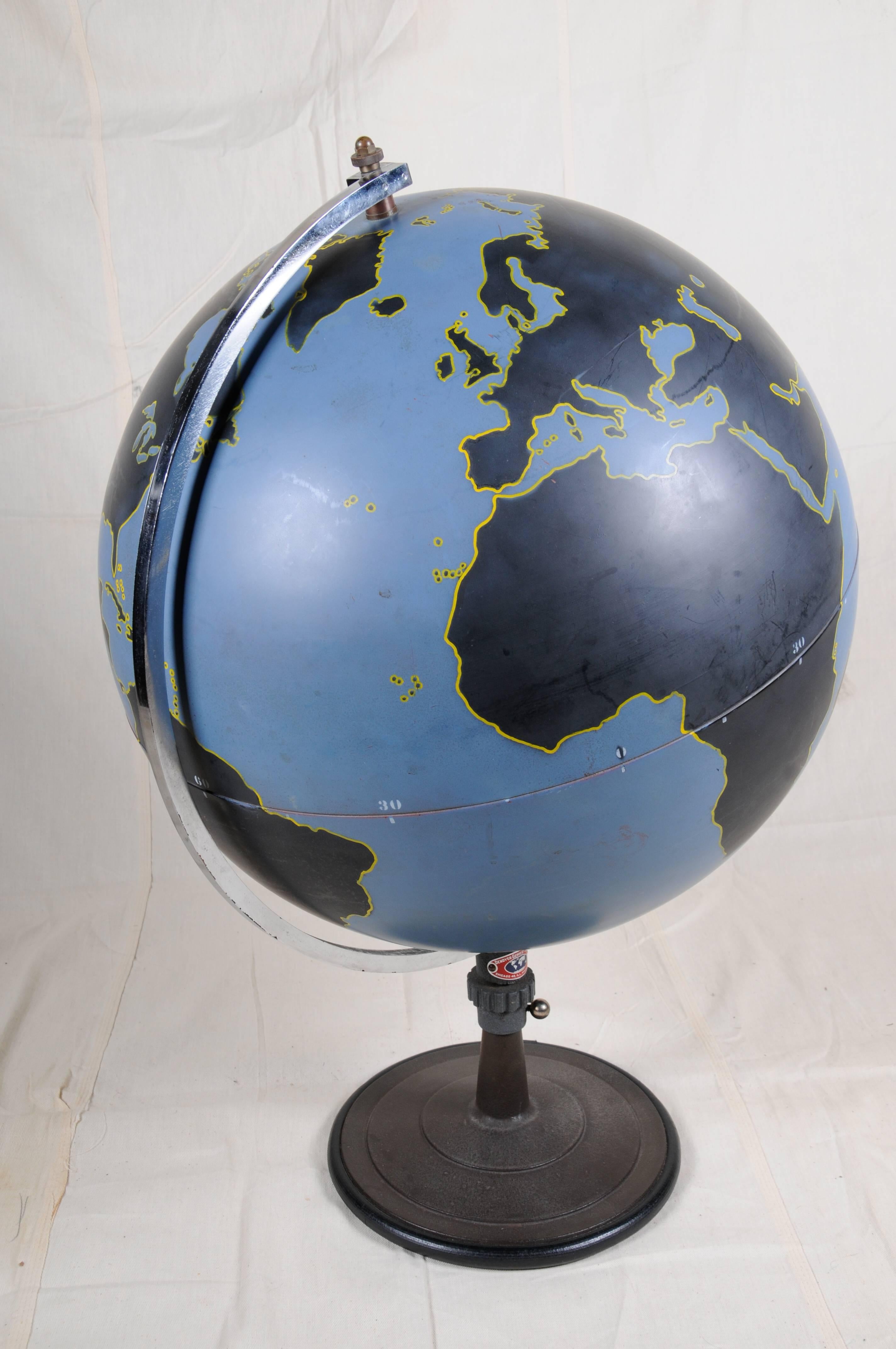 Mid-20th Century 1940s Denoyer-Geppert Military Aviation Teaching Globe For Sale