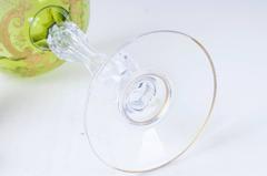 Six Saint Louis Crystal Beethoven Chartreuse Gold Encrusted Wine Hocks