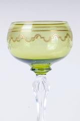 Eight Saint Louis Crystal Beethoven Chartreuse Gold Encrusted Wine Hocks