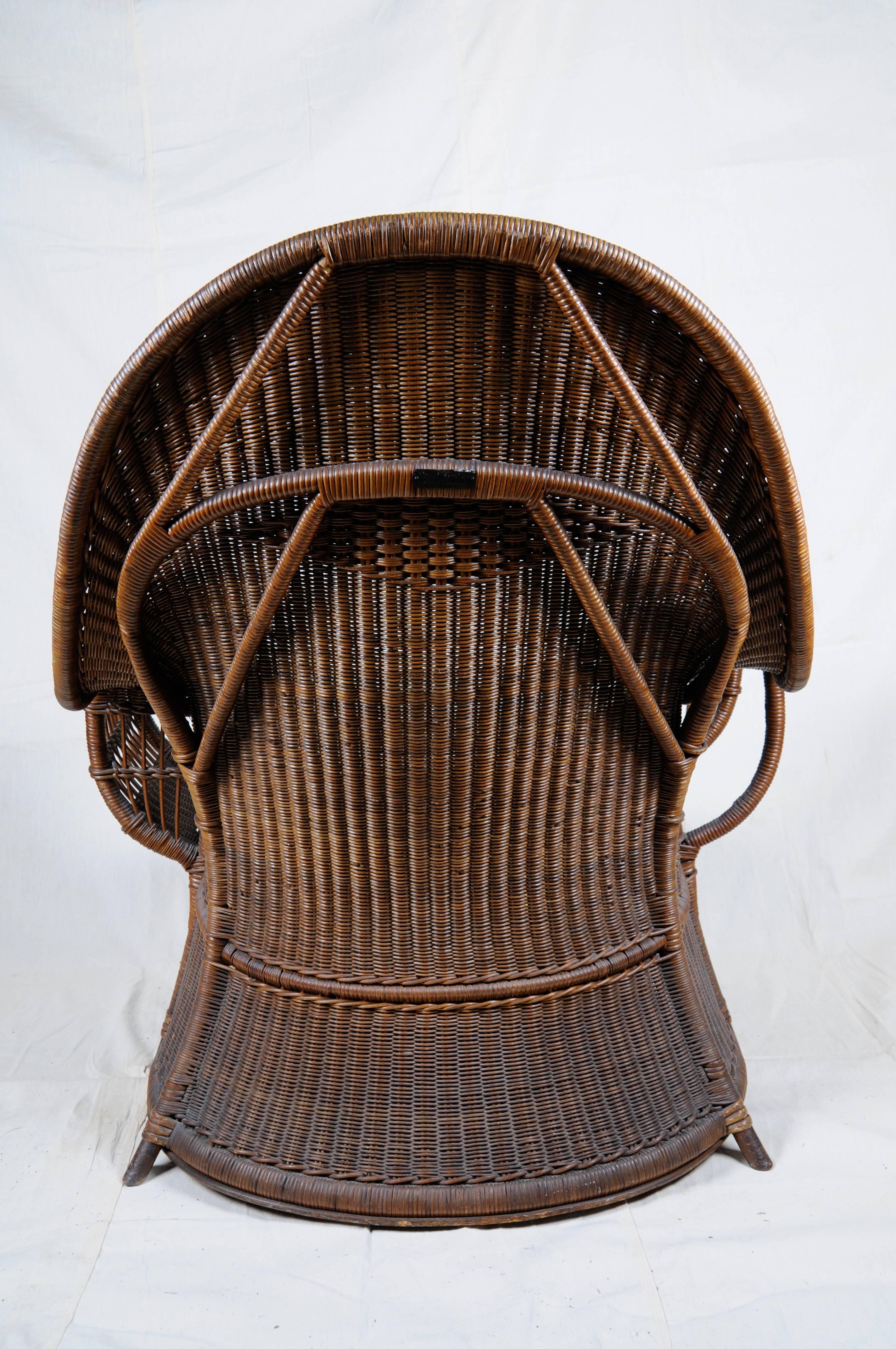 Arts and Crafts Wicker Armchair by Dryad Harry Peach For Sale