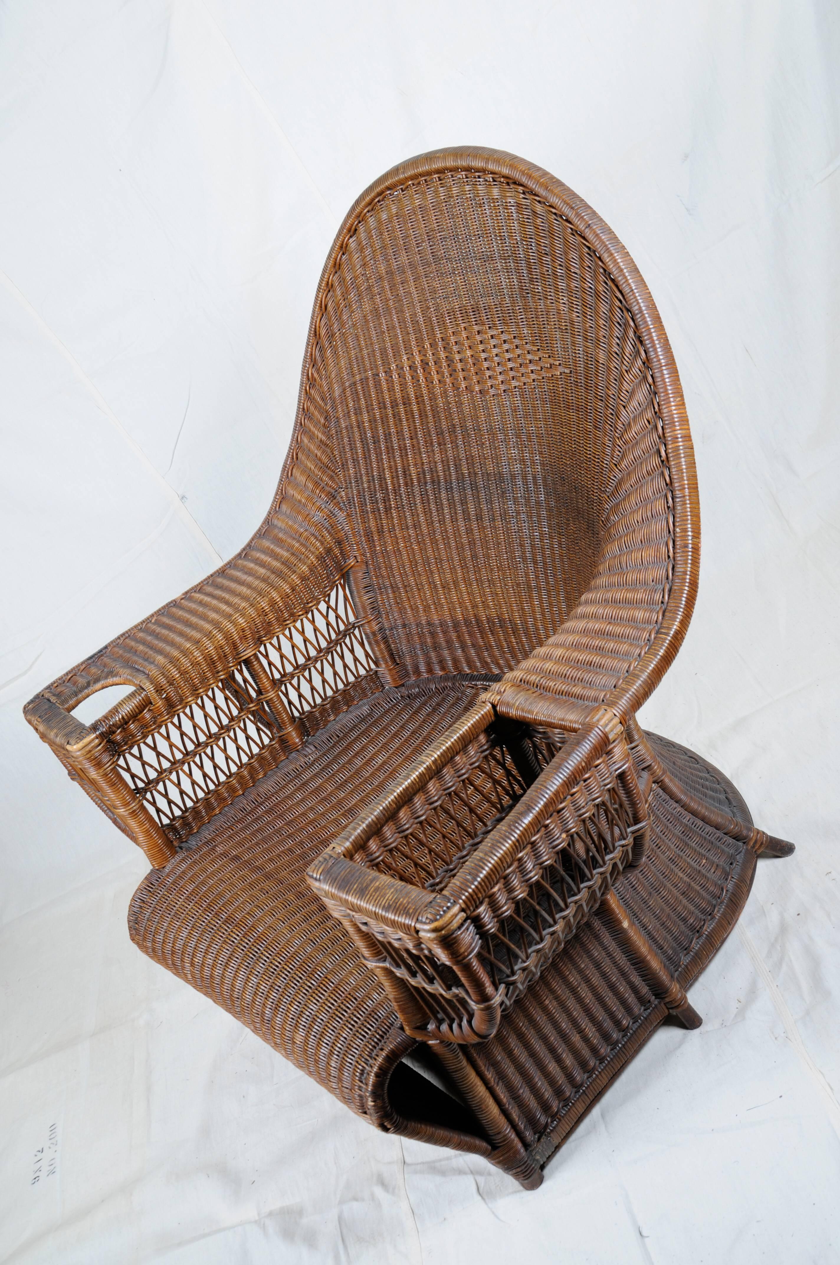 Wicker Armchair by Dryad Harry Peach In Excellent Condition For Sale In Seattle, WA