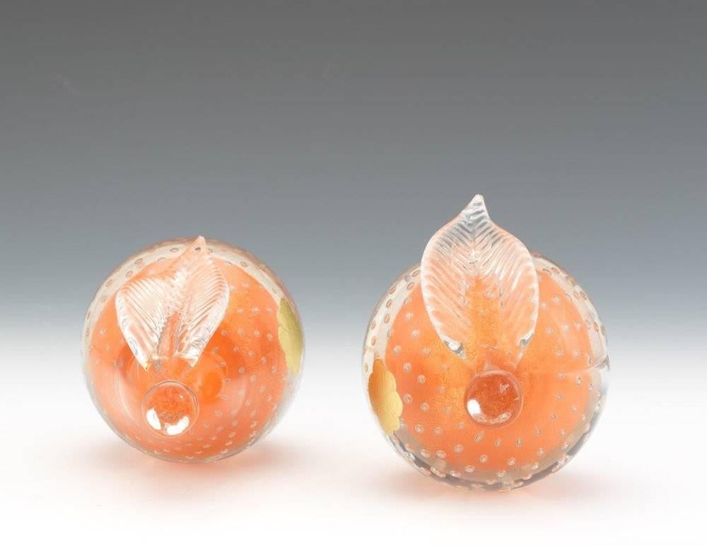 Alfredo Barbini Two Pieces of Venetian Glass Fruit Bookends In Good Condition For Sale In Seattle, WA