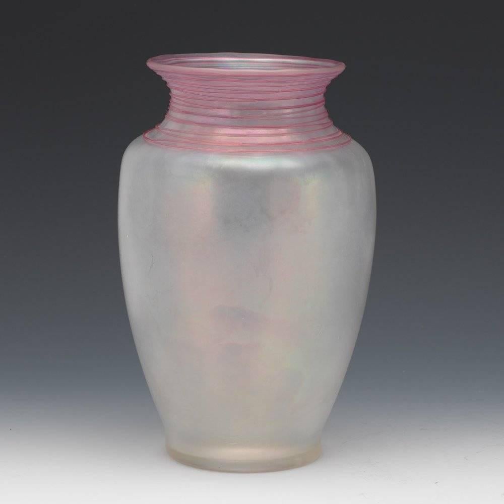 American Steuben Threaded Vase For Sale