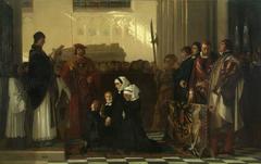 Ferdinand de Braekeleer, Depicting a Woman and Children in Cathedral Interior