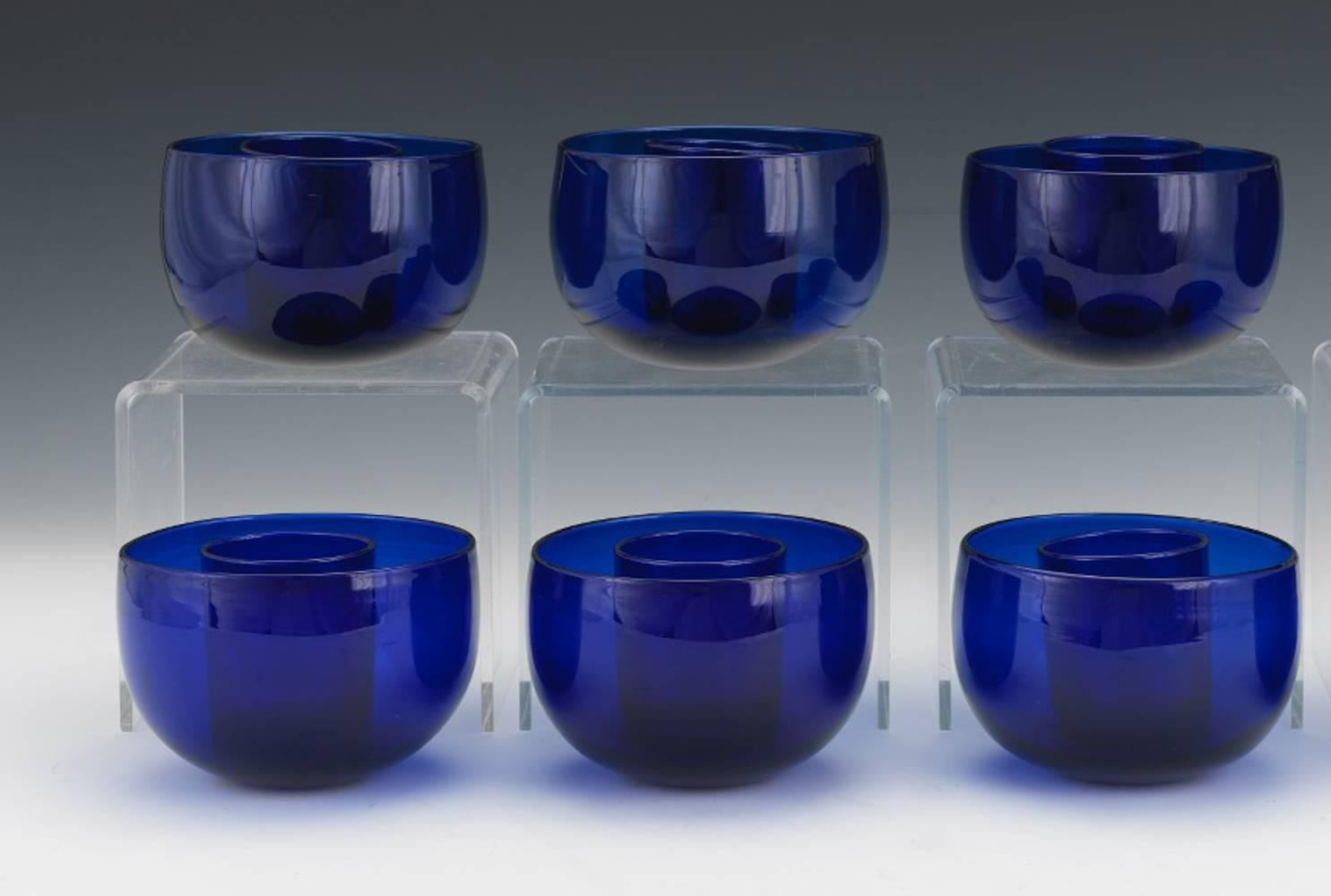 Rare Set of Six Baccarat Caviar Dishes and Liners with Inserts In Good Condition In Seattle, WA