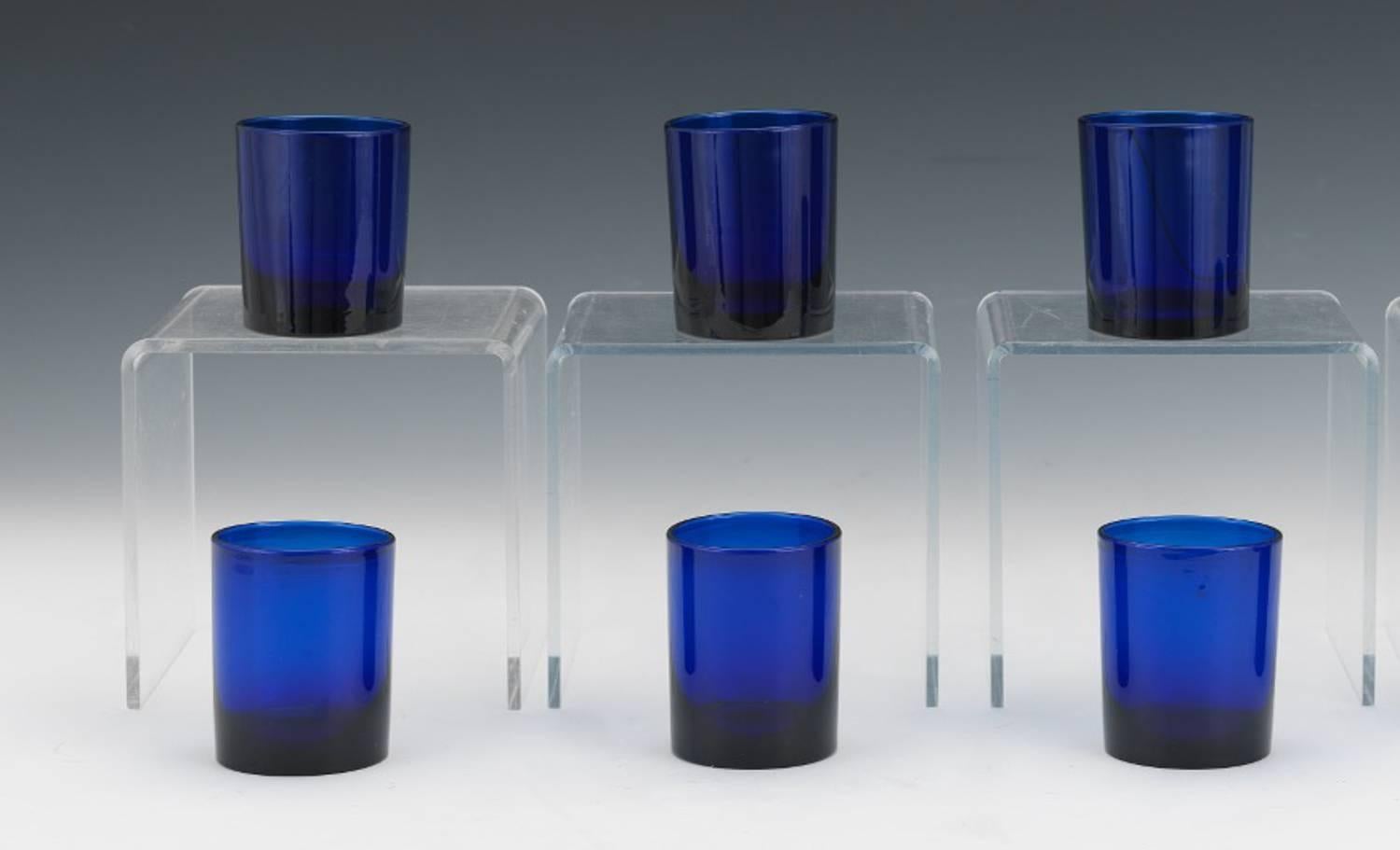 Blown Glass Rare Set of Six Baccarat Caviar Dishes and Liners with Inserts