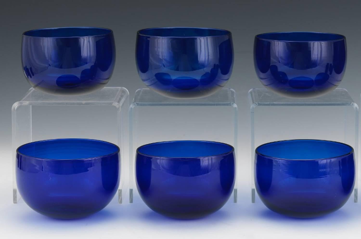 Rare Set of Six Baccarat Caviar Dishes and Liners with Inserts 1