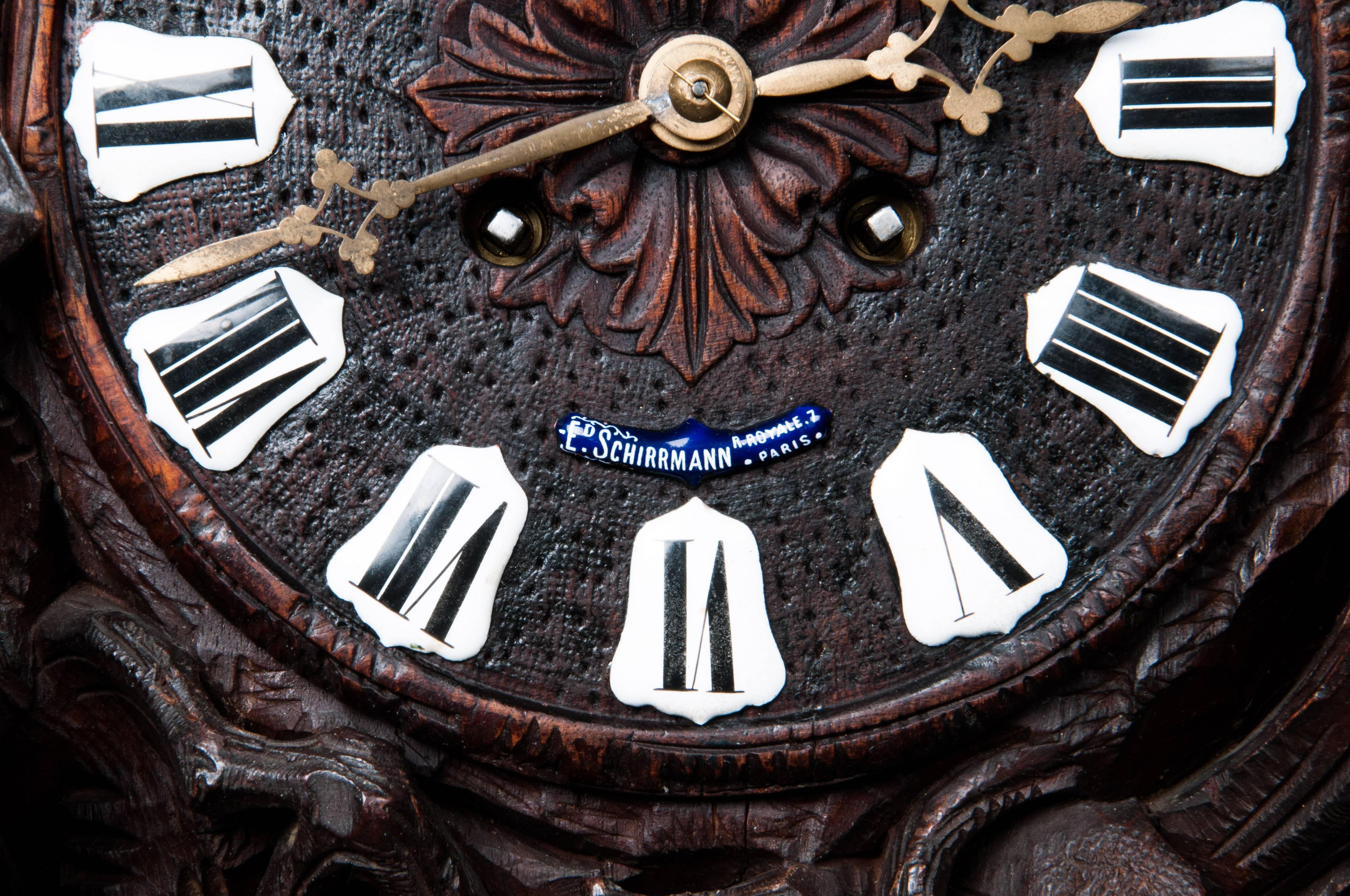 19th Century Black Forest Hand-Carved Clock For Sale 3
