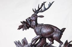 19th Century Black Forest Hand-Carved Clock