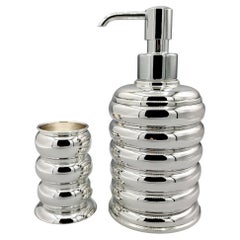 925 Sterling Silver Liquid Soap Dispenser and Toothbrush Holder