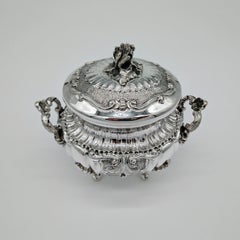 20th-Century Italian Oval Sugar Bowl made of solid 800 silver, ca. 1960