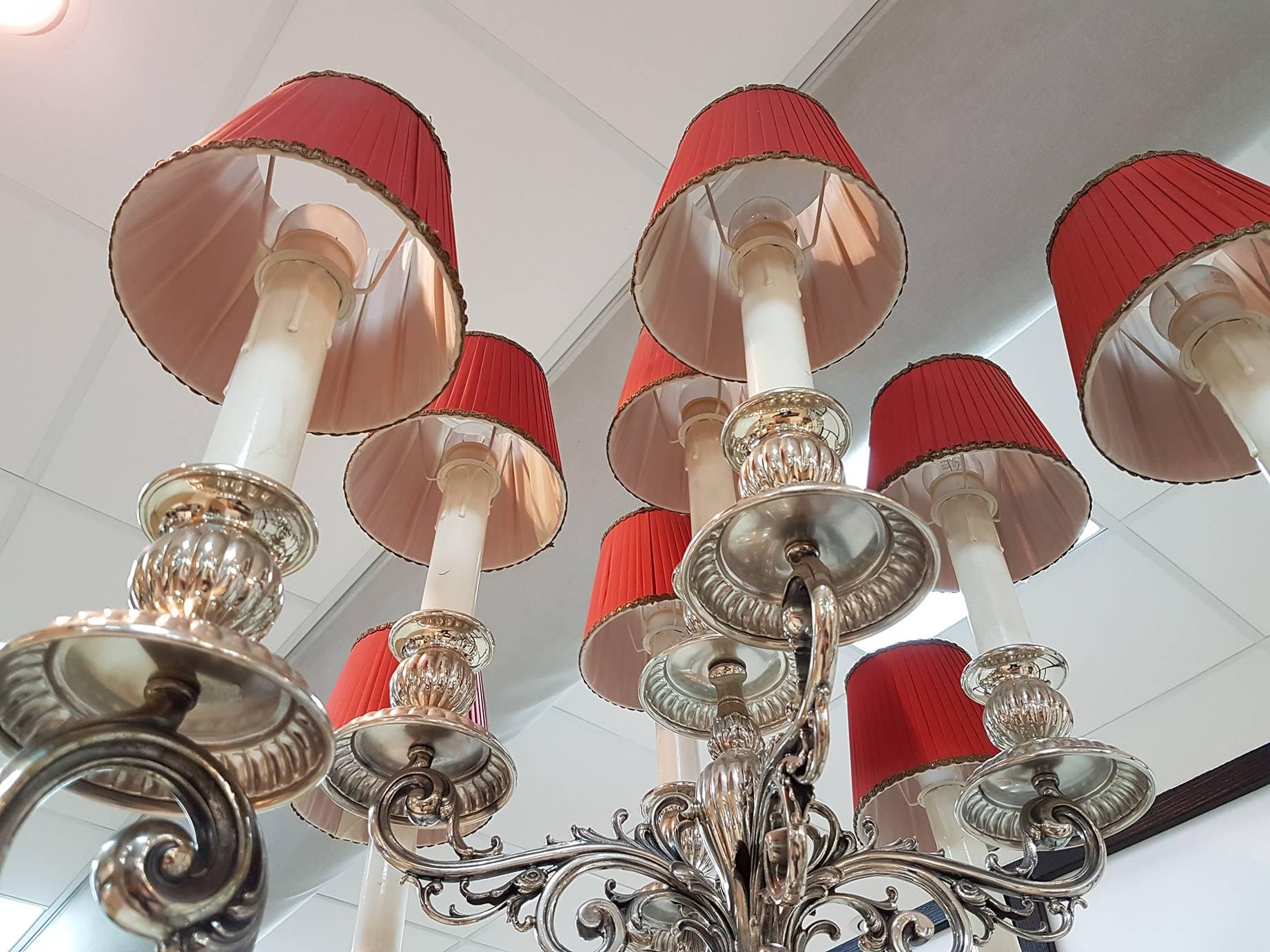 Lampes de sol standard en argent italien du 20e siècle Revive baroque.  Excellent état - En vente à VALENZA, IT