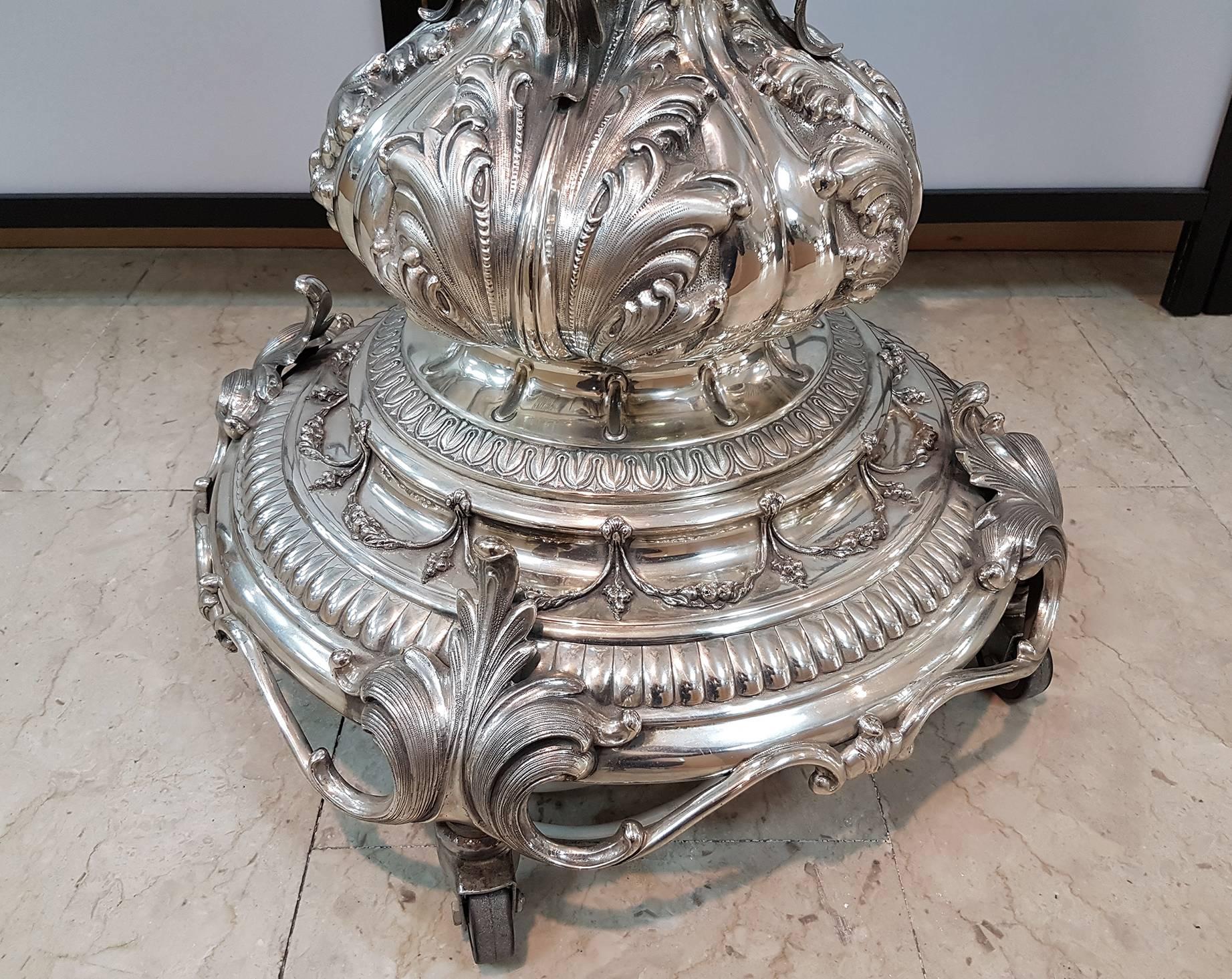 20th Century Italian Silver Standard Floor Lamps Baroque Revival.  For Sale 5