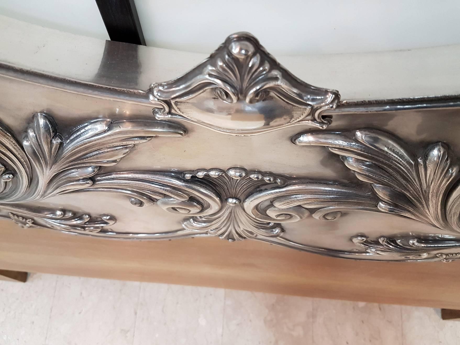Baroque 20th Century Italian Sterling Silver Head Bed, baroque barocco revival For Sale