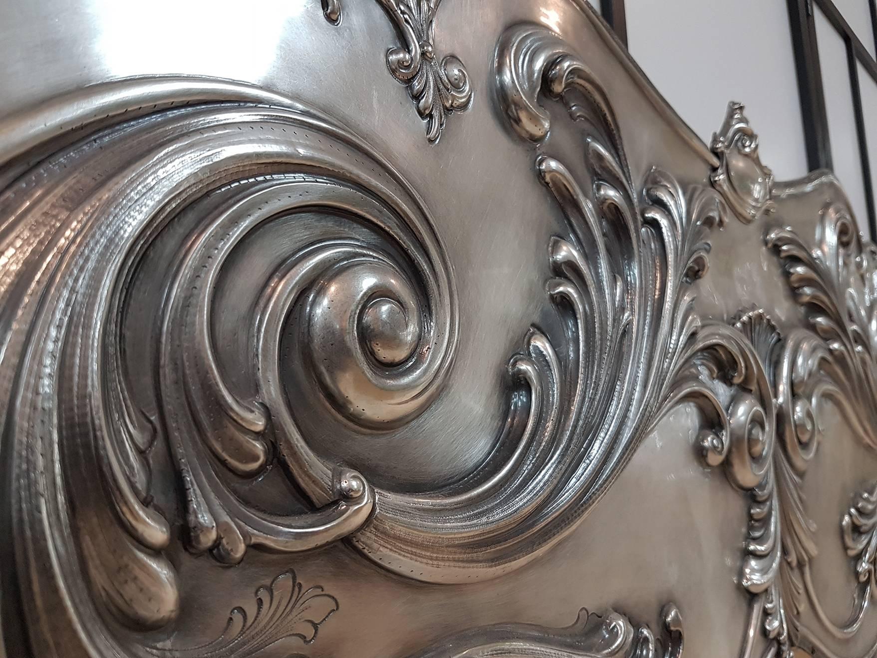 20th Century Italian Sterling Silver Head Bed, baroque barocco revival In Excellent Condition For Sale In VALENZA, IT