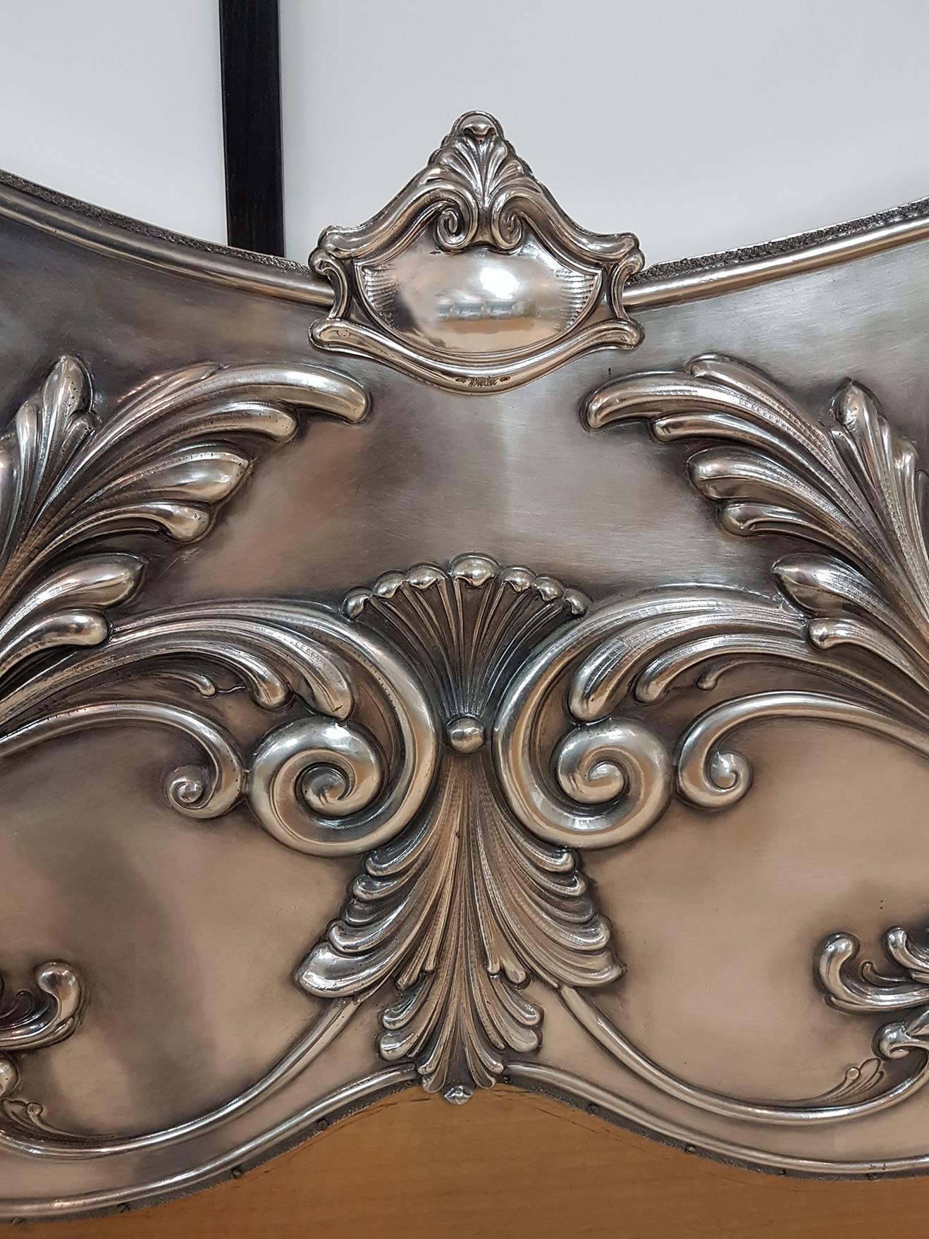 Late 20th Century 20th Century Italian Sterling Silver Head Bed, baroque barocco revival For Sale