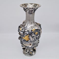 Vase italien néo-Art nouveau du 20ème siècle en argent sterling