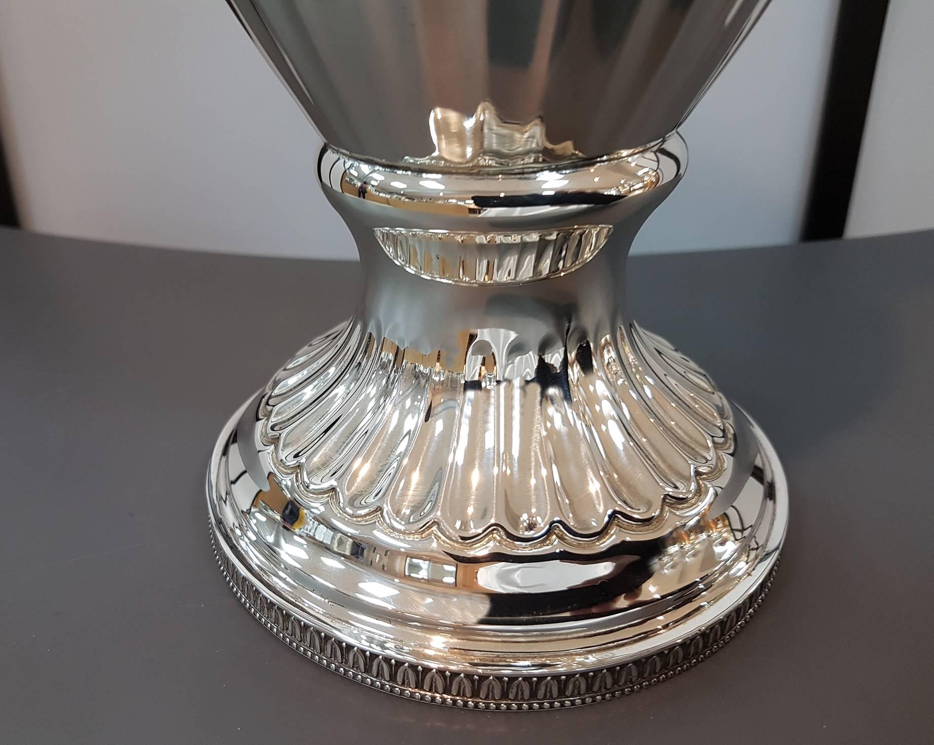 20th Century Empire Revival Italian Silver Vase For Sale 4